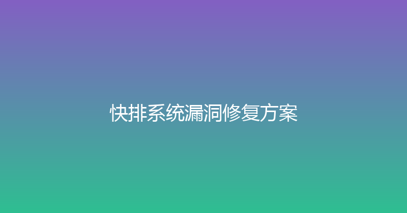 快排系统漏洞修复方案 封面图