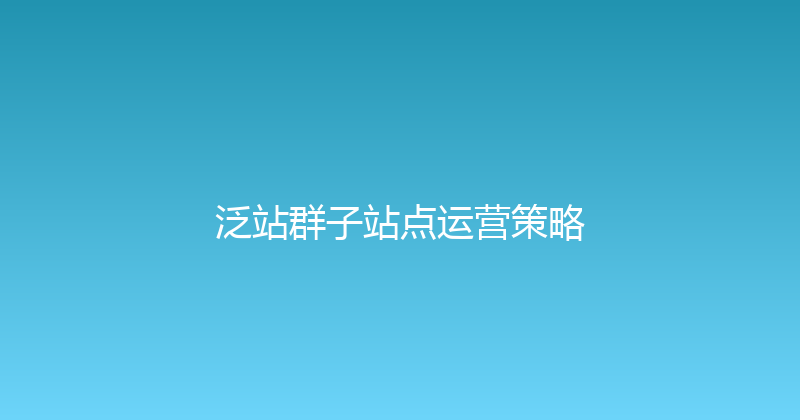 泛站群子站点运营策略 封面图