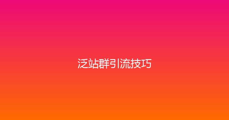 泛站群引流技巧 封面图
