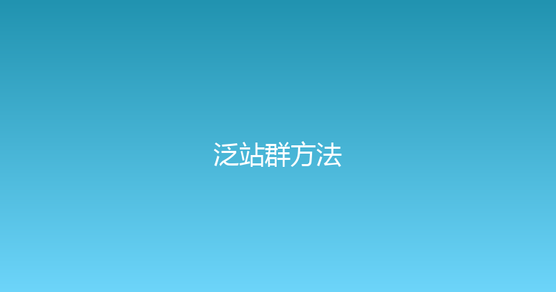 泛站群方法 封面图