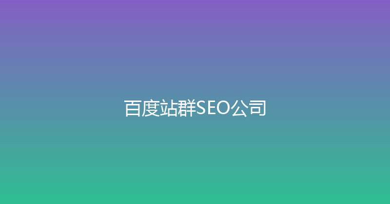 百度站群SEO公司 封面图