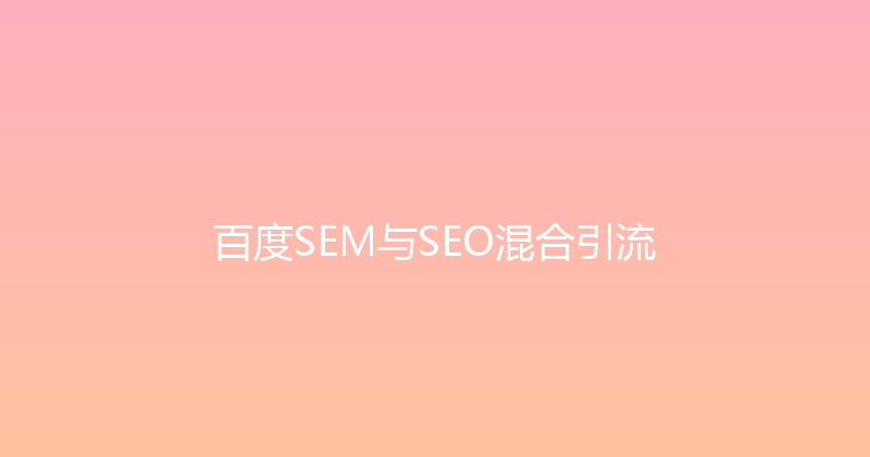 百度SEM与SEO混合引流 封面图