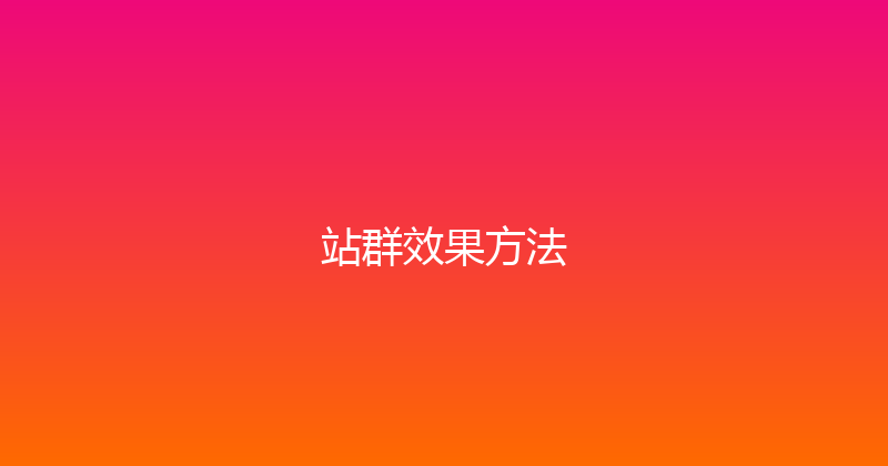 站群效果方法 封面图