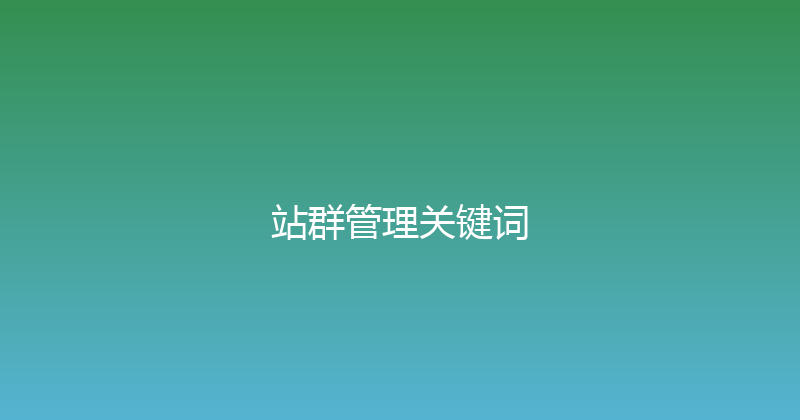 站群管理关键词 封面图