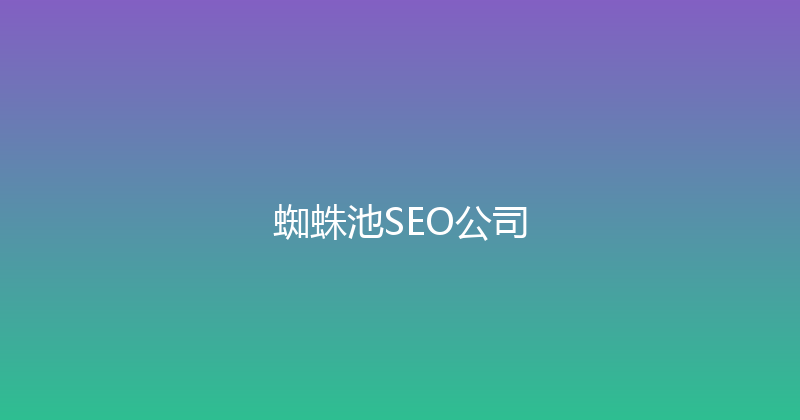 蜘蛛池SEO公司 封面图