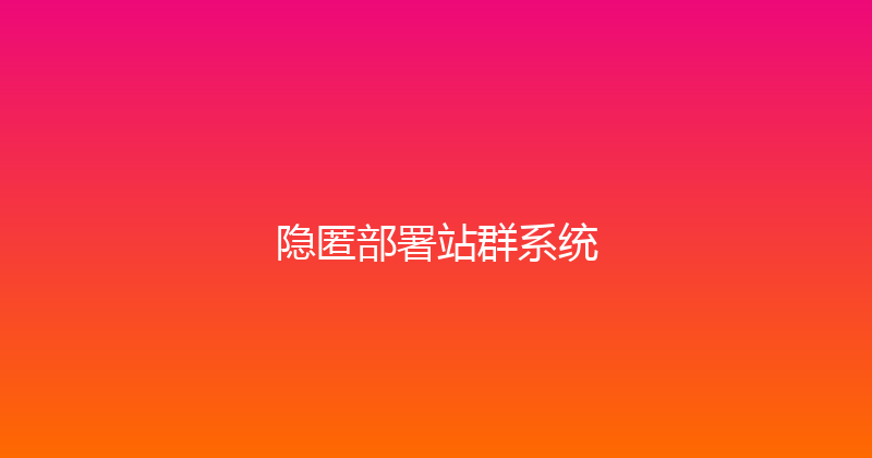 隐匿部署站群系统 封面图