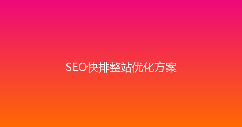 SEO快排整站优化方案 封面图